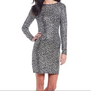 Michael Kors Metallic Leopard  Bodycon MiniDress Long Sleeve Sexy & Flattering